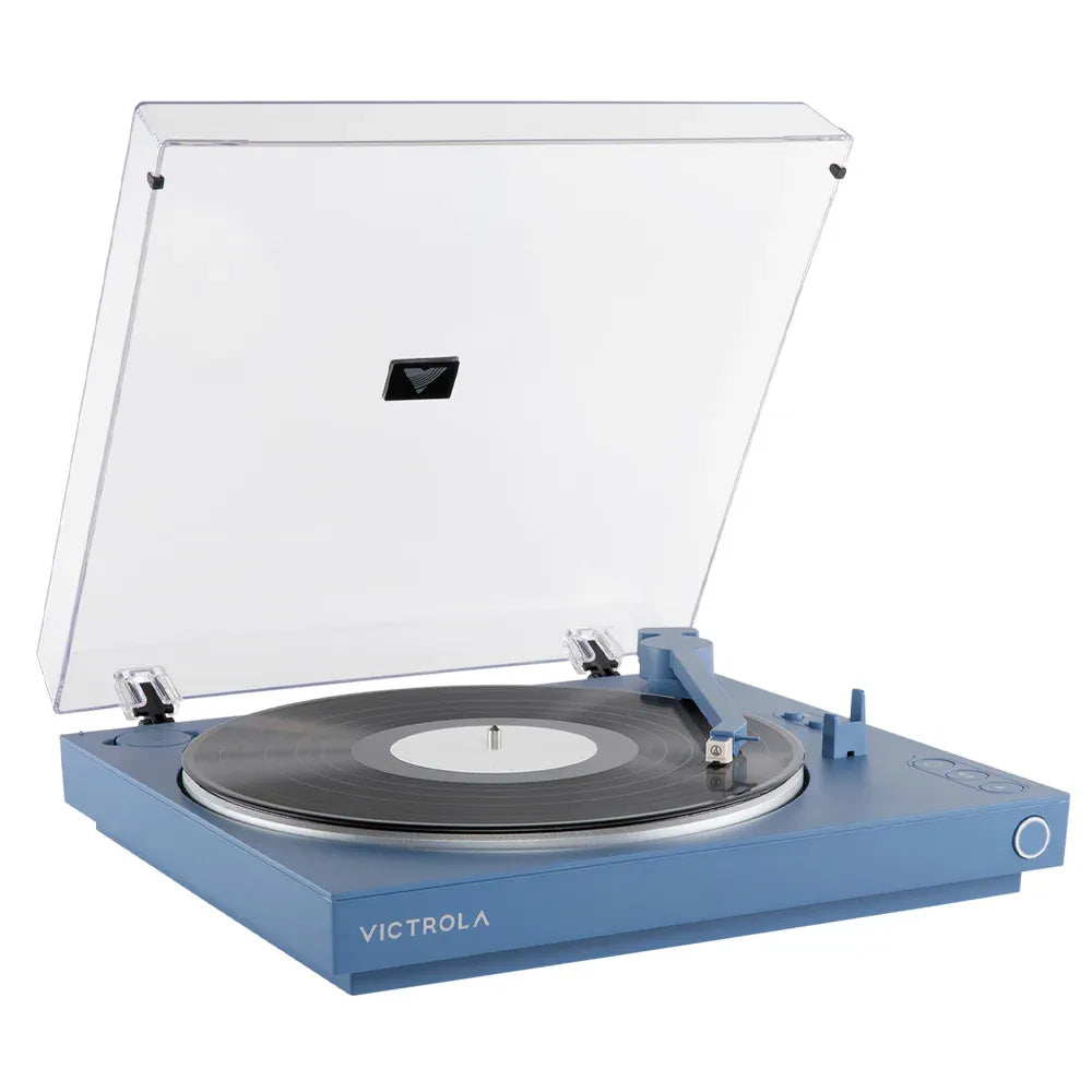 Victrola Automatic Turntable + Victrola Tempo Bookshelf Speakers Bundle - Blue