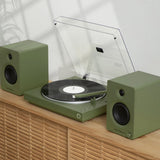 Audio Players & Recorders: Victrola Automatic Turntable + Victrola Tempo Bookshelf Speakers Bundle - Green
