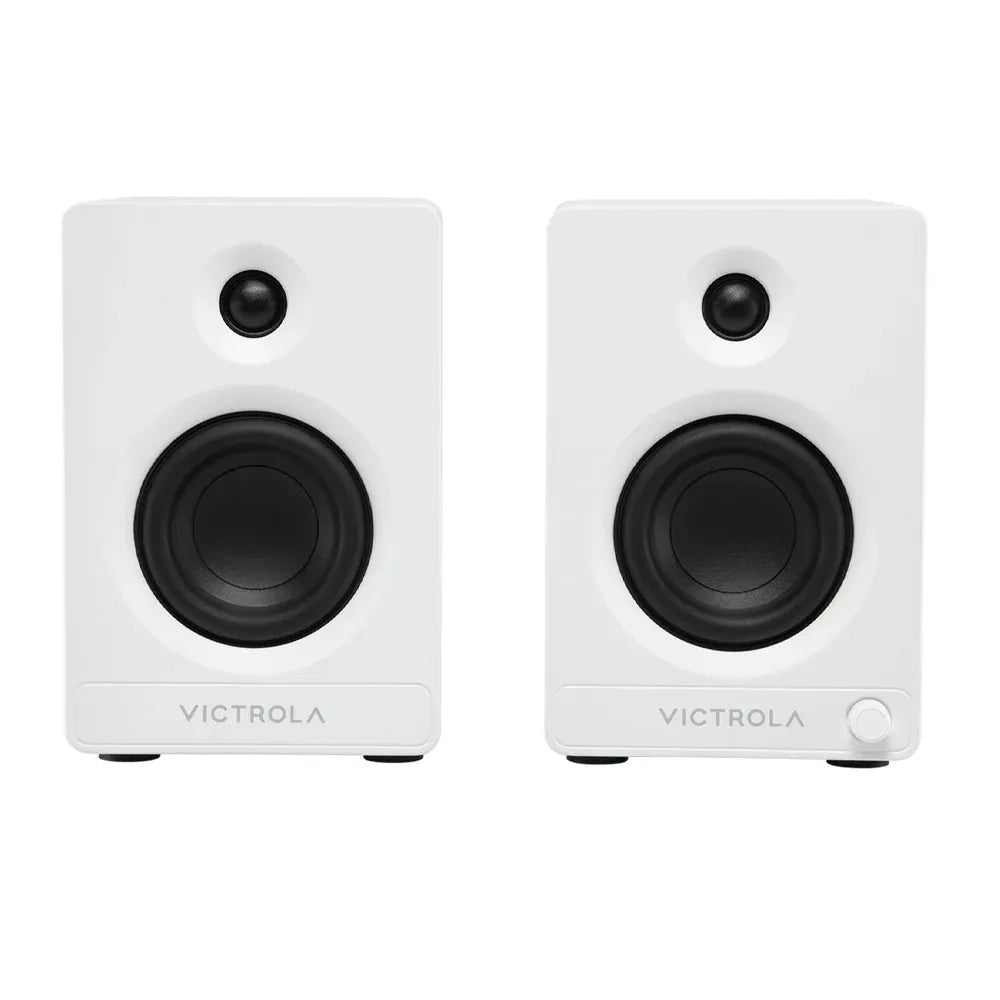 Victrola Automatic Turntable + Victrola Tempo Bookshelf Speakers Bundle - White