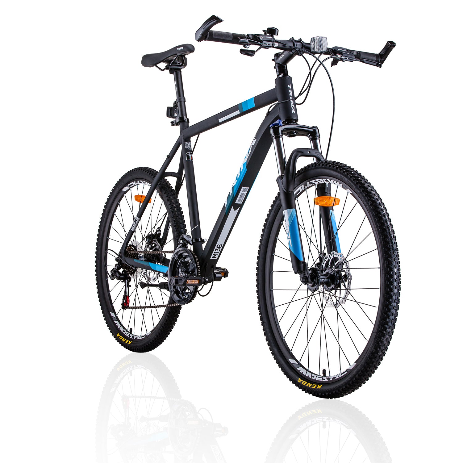 Beds & Bed Frames: Trinx MTB Mens Mountain Bike 26 inch Shimano Gear 21-Speed [Colour: Matt Black White/Blue] [Size Of Frame: 17 inches]