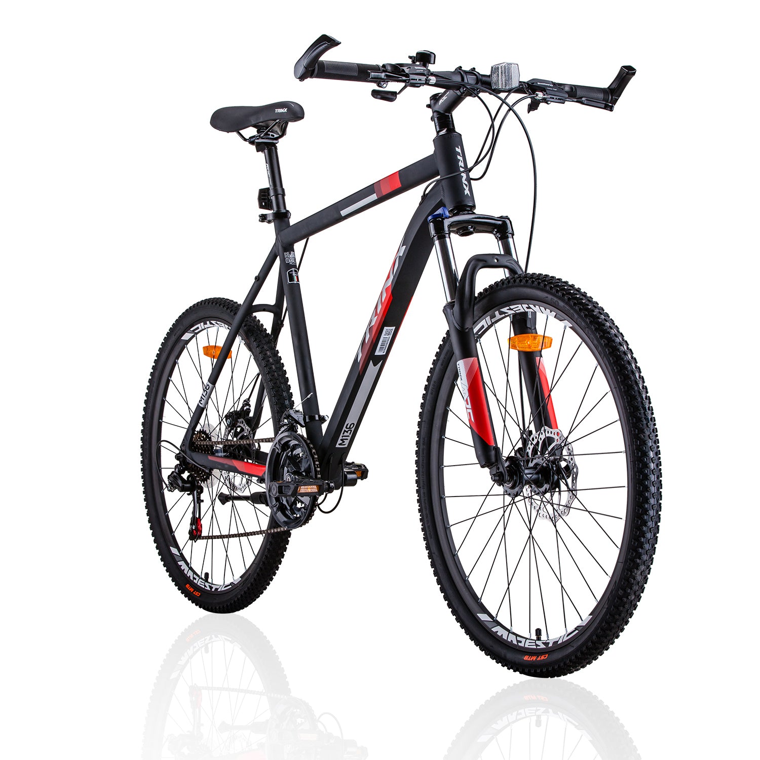 Beds & Bed Frames: Trinx MTB Mens Mountain Bike 26 inch Shimano Gear 21-Speed [Colour: Matt Black White/Red] [Size Of Frame: 17 inches]