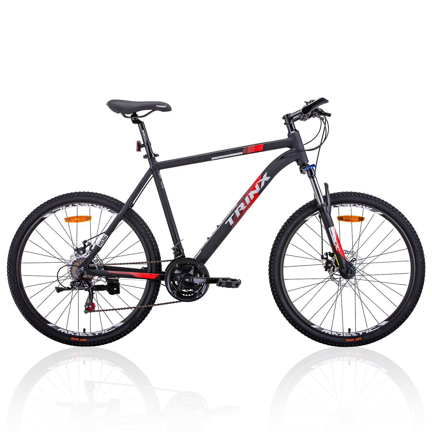 Bicycles: Trinx MTB Mens Mountain Bike 26 inch Shimano Gear 21-Speed [Colour: Matt Black White/Red] [Size Of Frame: 21 inches]