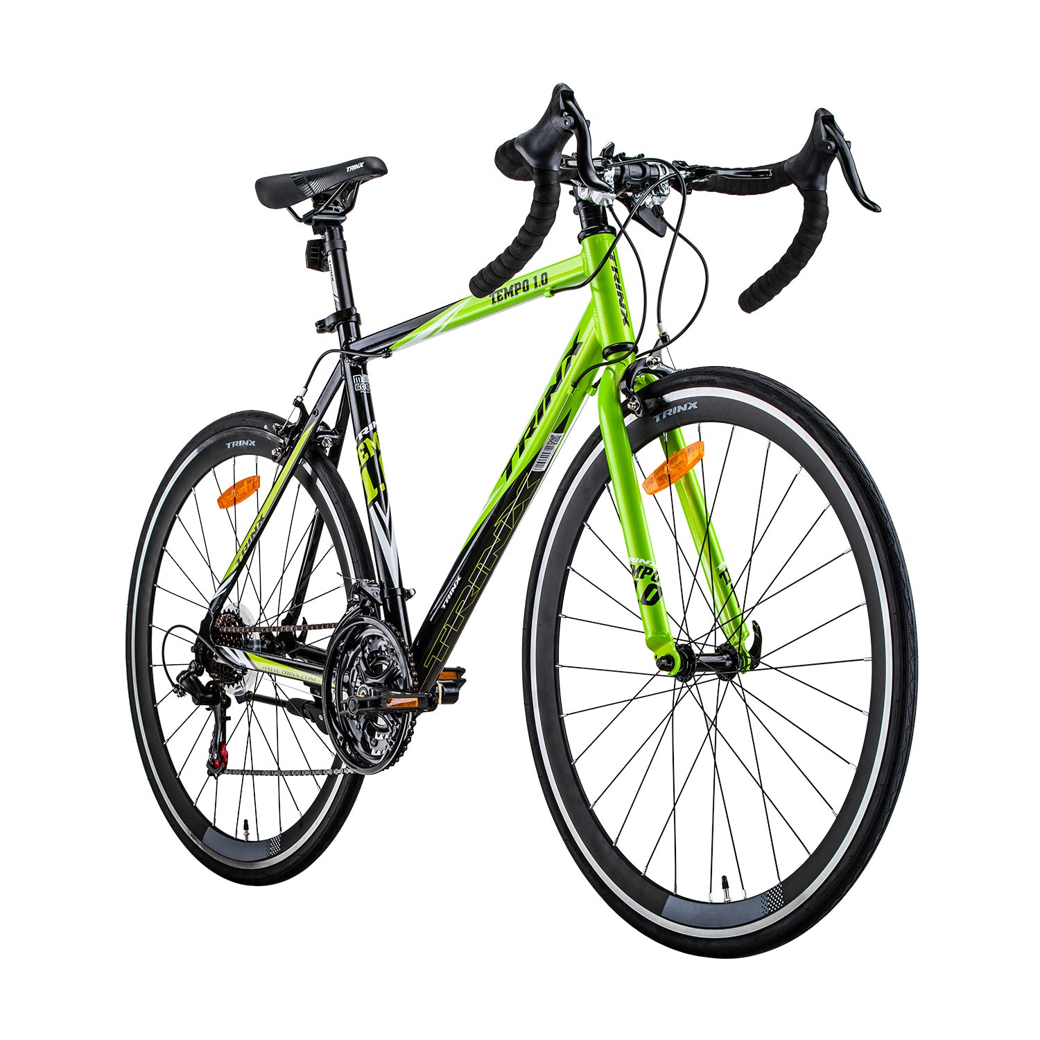 Exercise Bikes: Trinx 700C Road Bike TEMPO1.0 Shimano 21 Speed Racing Bicycle 59cm Black/Green