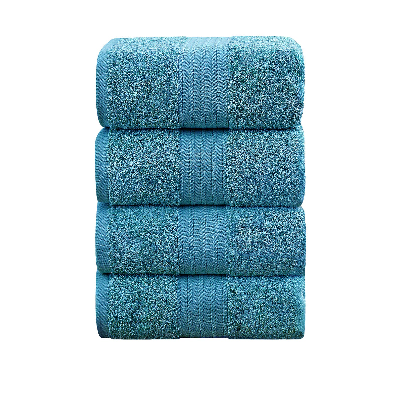 Bath Towels & Robes: Linenland 4 Piece Cotton Bath Towels Set - Blue