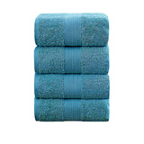 Bath Towels & Robes: Linenland 4 Piece Cotton Bath Towels Set - Blue