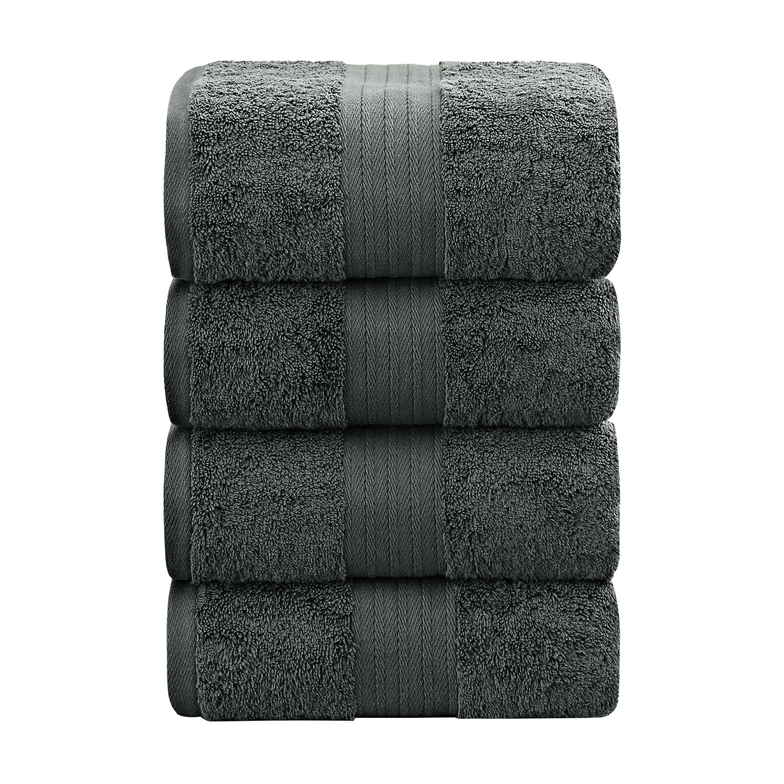 Bath Towels & Robes: Linenland 4 Piece Cotton Bath Towels Set - Charcoal