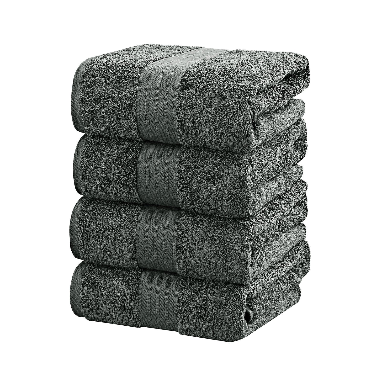 Bath Towels & Robes: Linenland 4 Piece Cotton Bath Towels Set - Charcoal