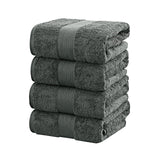 Bath Towels & Robes: Linenland 4 Piece Cotton Bath Towels Set - Charcoal
