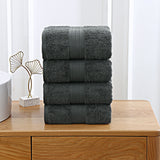Bath Towels & Robes: Linenland 4 Piece Cotton Bath Towels Set - Charcoal
