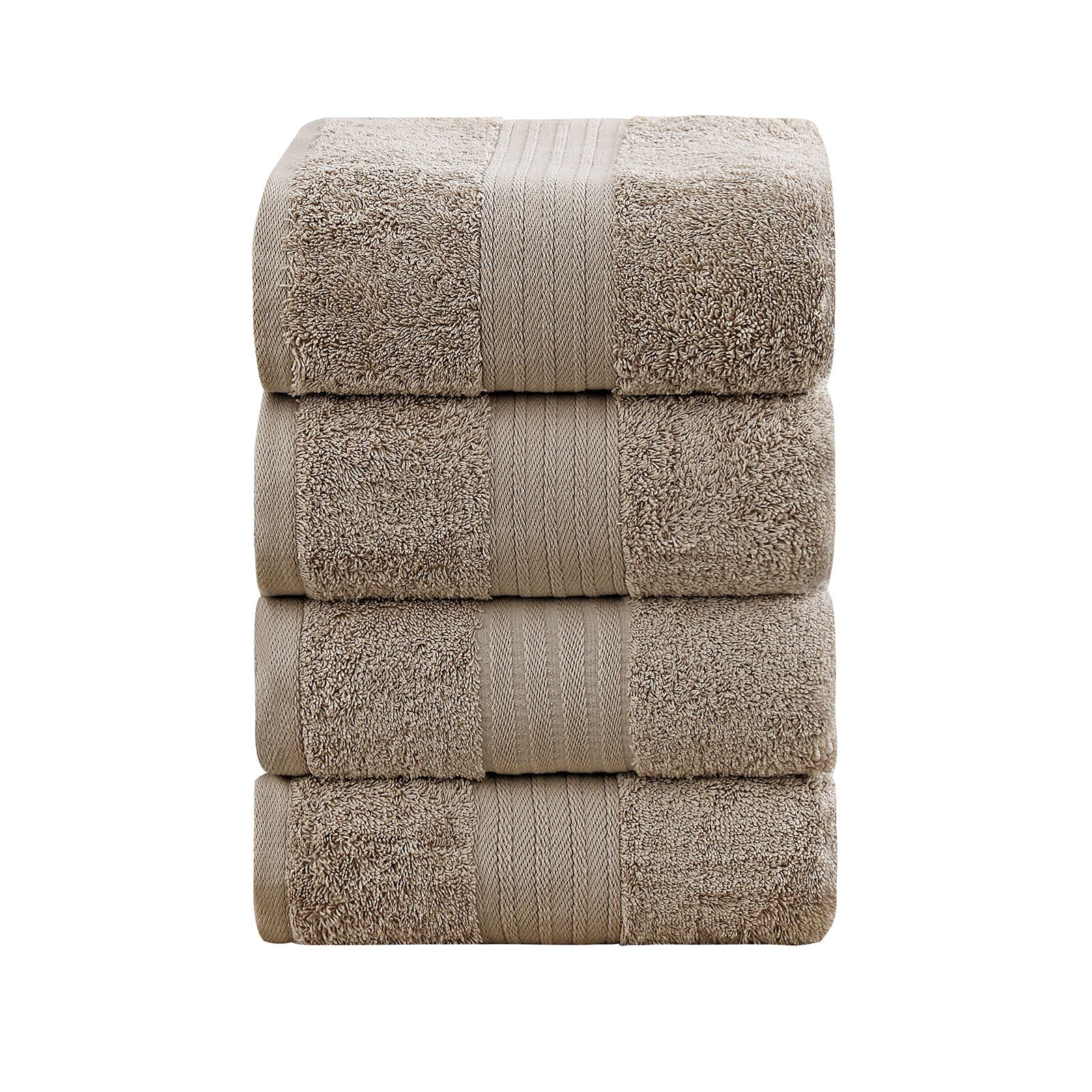 Bath Towels & Robes: Linenland 4 Piece Cotton Bath Towels Set - Sandstone