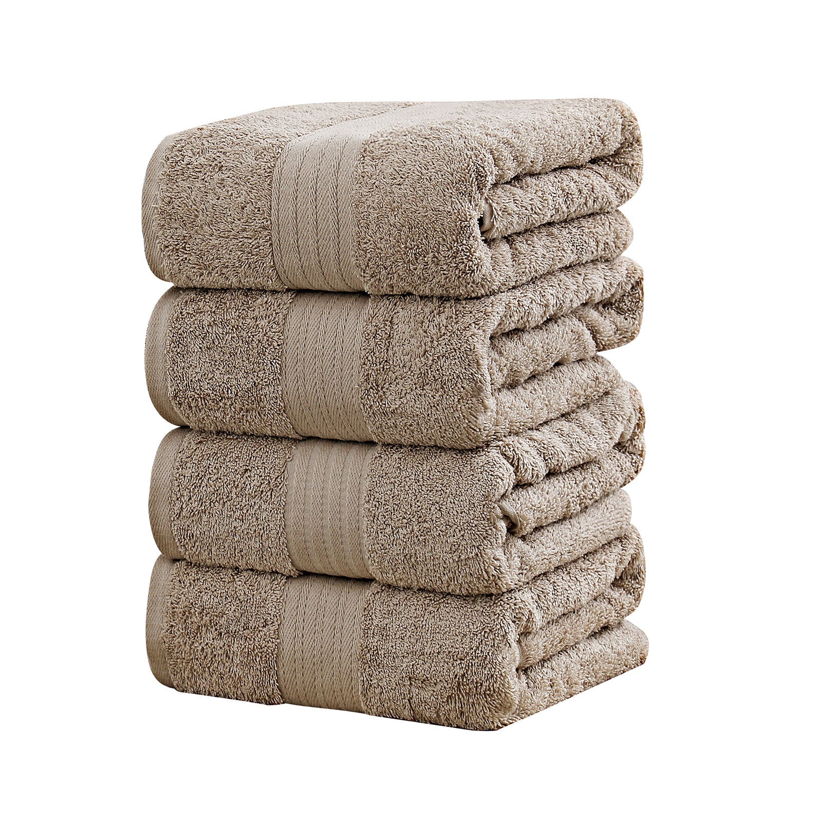 Bath Towels & Robes: Linenland 4 Piece Cotton Bath Towels Set - Sandstone