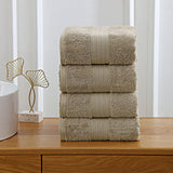 Bath Towels & Robes: Linenland 4 Piece Cotton Bath Towels Set - Sandstone