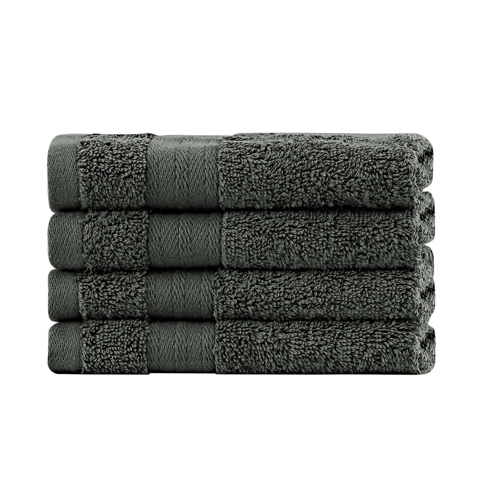 Table Linen & Kitchen Towels: Linenland Bath Towel Set - 4 Piece Cotton Washcloths - Charcoal