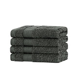 Table Linen & Kitchen Towels: Linenland Bath Towel Set - 4 Piece Cotton Washcloths - Charcoal