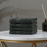 Table Linen & Kitchen Towels: Linenland Bath Towel Set - 4 Piece Cotton Washcloths - Charcoal