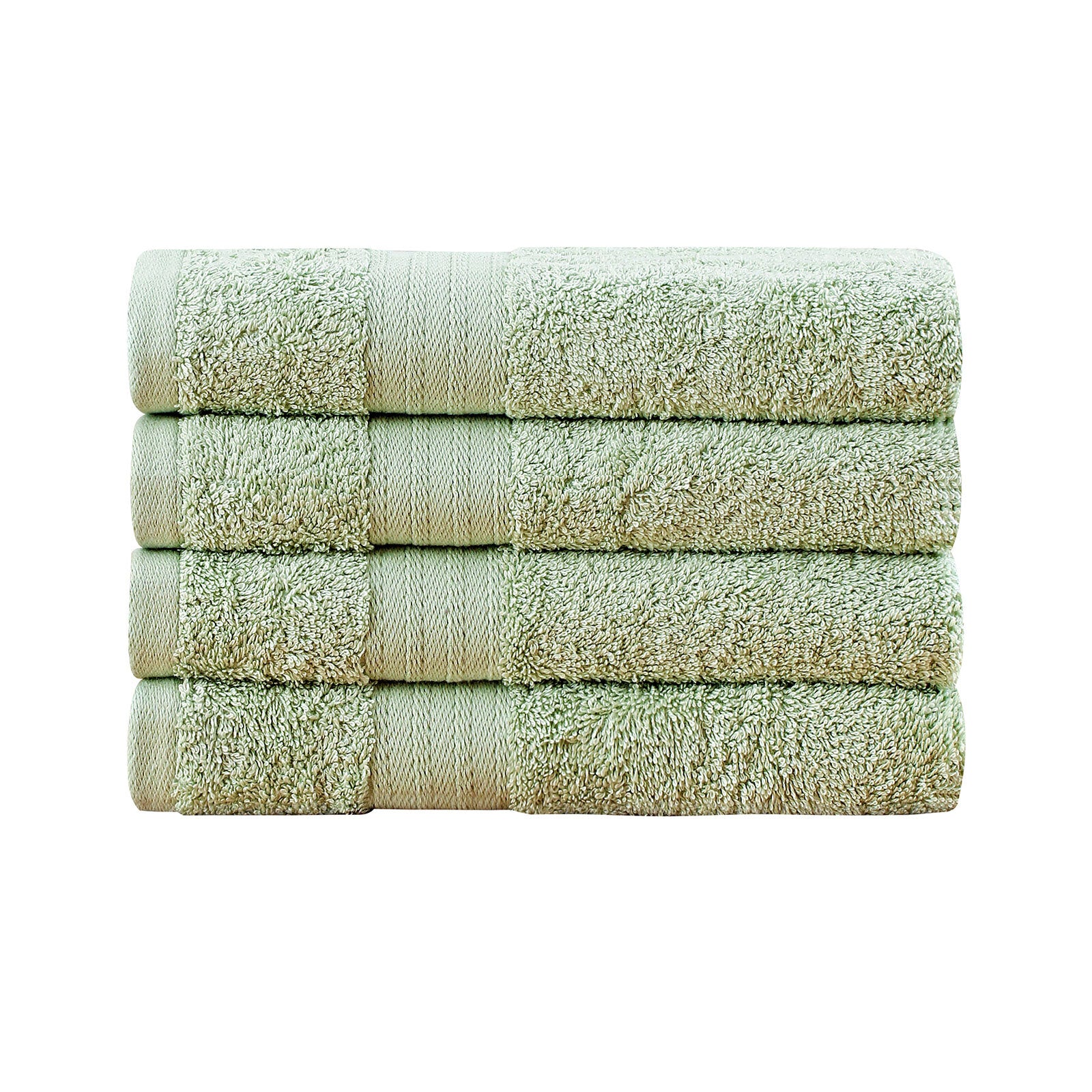 Bath Towels & Robes: Linenland Bath Towel 4 Piece Cotton Hand Towels Set - Sage Green