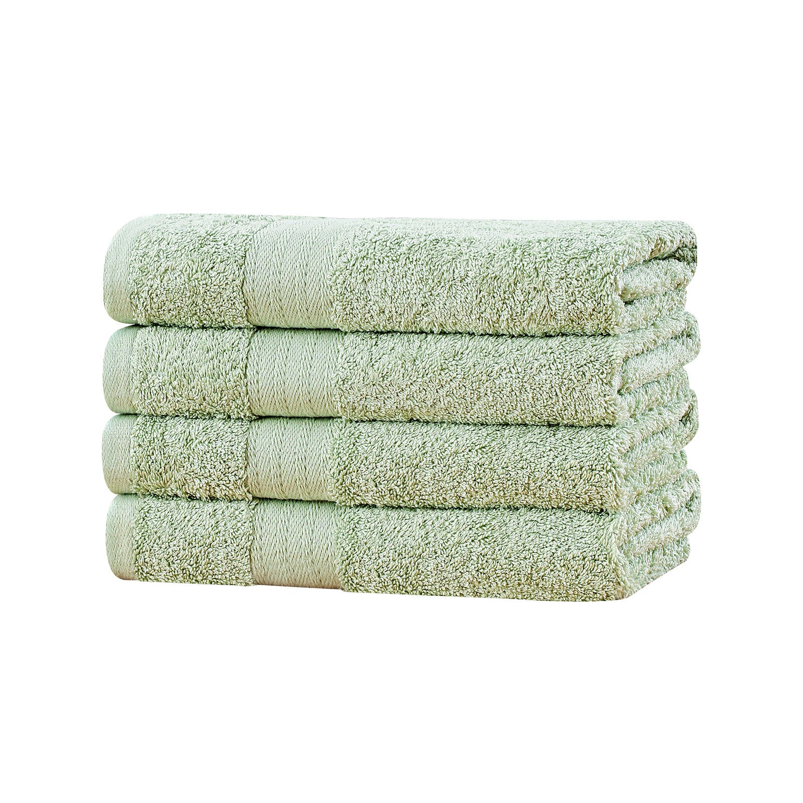 Bath Towels & Robes: Linenland Bath Towel 4 Piece Cotton Hand Towels Set - Sage Green