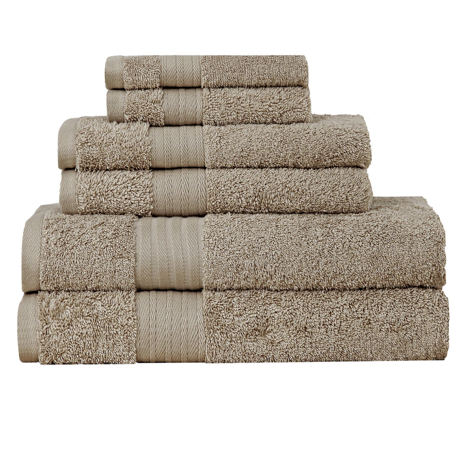 Bath Towels & Robes: Luxury 6 Piece Soft and Absorbent Cotton Bath Towel Set - Sandstone