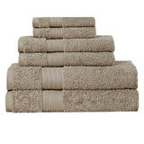 Bath Towels & Robes: Luxury 6 Piece Soft and Absorbent Cotton Bath Towel Set - Sandstone