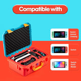 Cases & Skins: DEVASO Carrying Case for Nintendo Switch OLED Case, Professional Safe Hard-Red & Blue