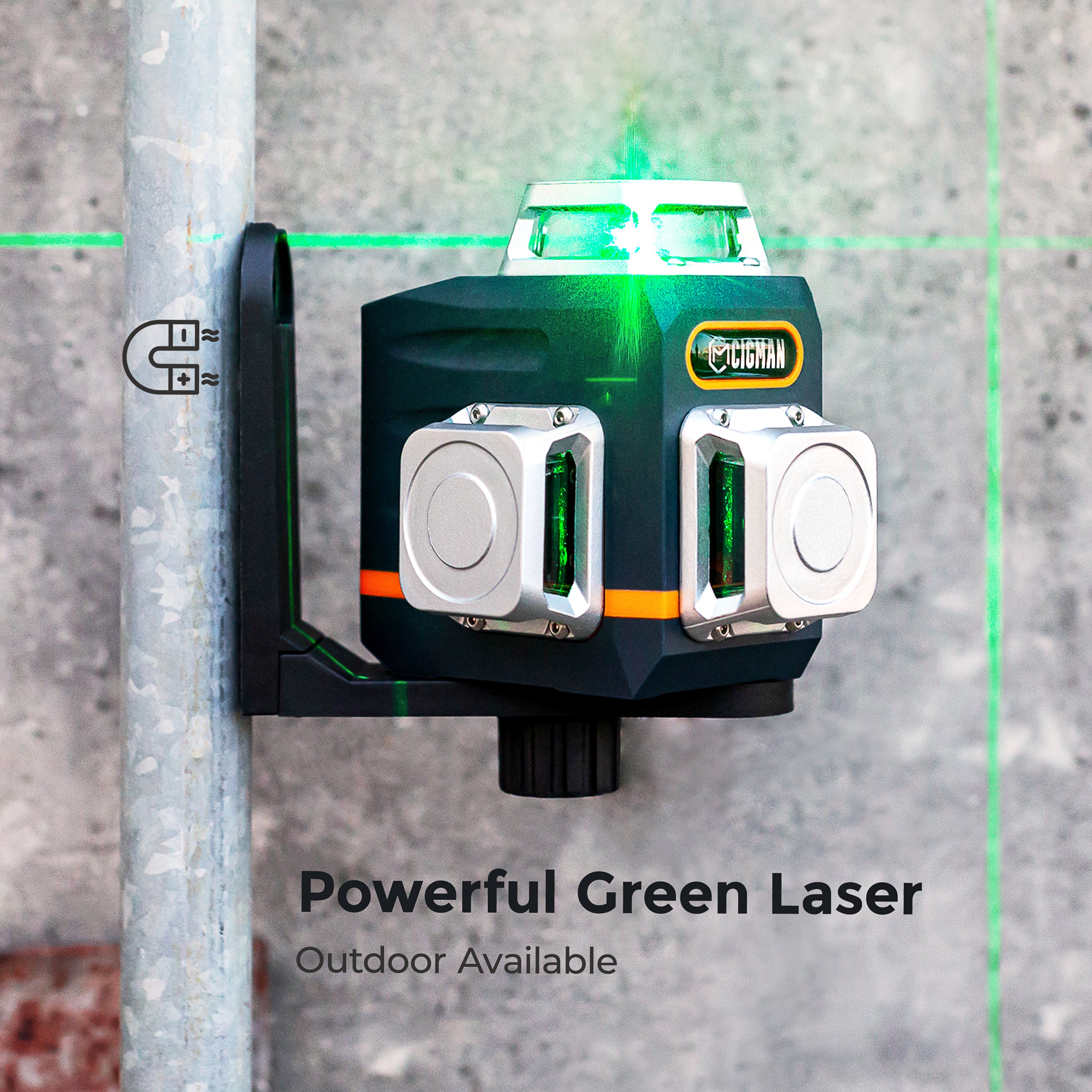 Gardening Tools: CIGMAN Laser Level Self Leveling 3x360° 3D Green Cross Line for Construction and Picture Hanging, Rechargeable battery, Remote Controller, Magnetic Rotating Stand Included