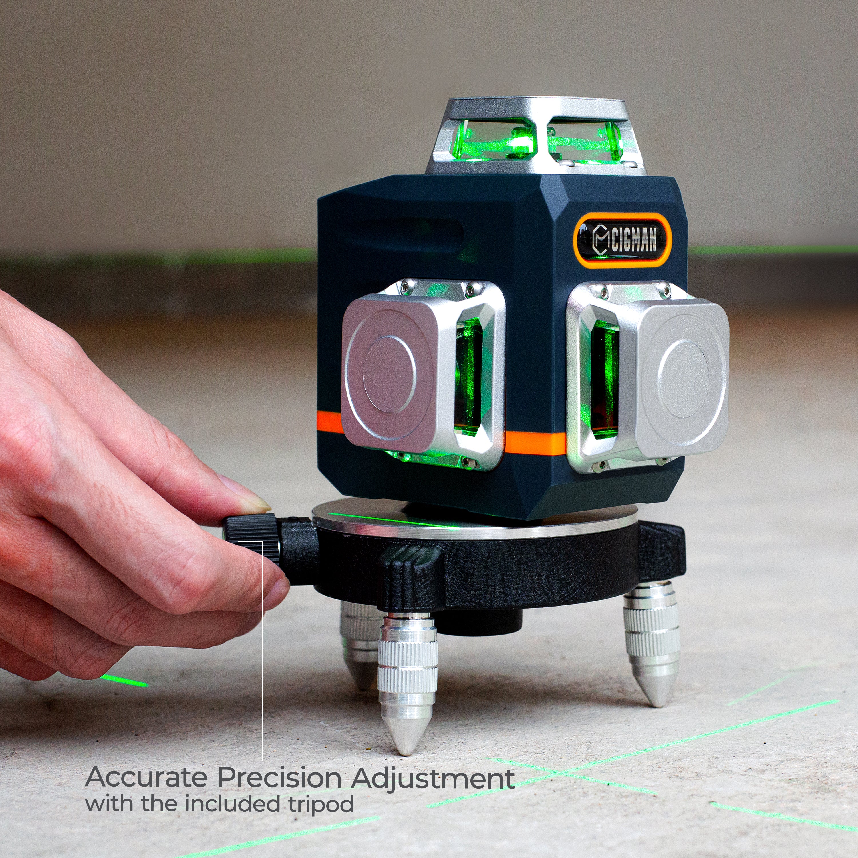 Gardening Tools: CIGMAN Laser Level Self Leveling 3x360° 3D Green Cross Line for Construction and Picture Hanging, Rechargeable battery, Remote Controller, Magnetic Rotating Stand Included