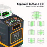 Gardening Tools: CIGMAN Laser Level Self Leveling 3x360° 3D Green Cross Line for Construction and Picture Hanging, Rechargeable battery, Remote Controller, Magnetic Rotating Stand Included