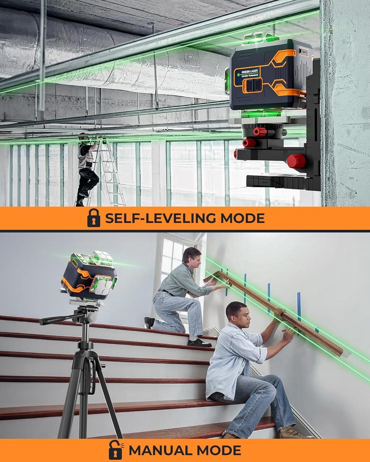 CIGMAN 4x360Â° 16 Lines Laser Level with Remote&APP Control, Self Leveling CM-S02