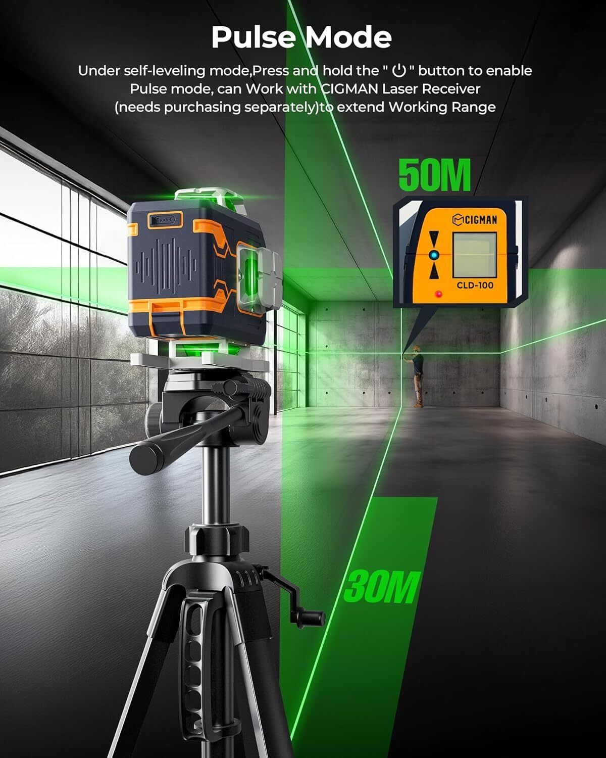 CIGMAN 4x360Â° 16 Lines Laser Level with Remote&APP Control, Self Leveling CM-S02