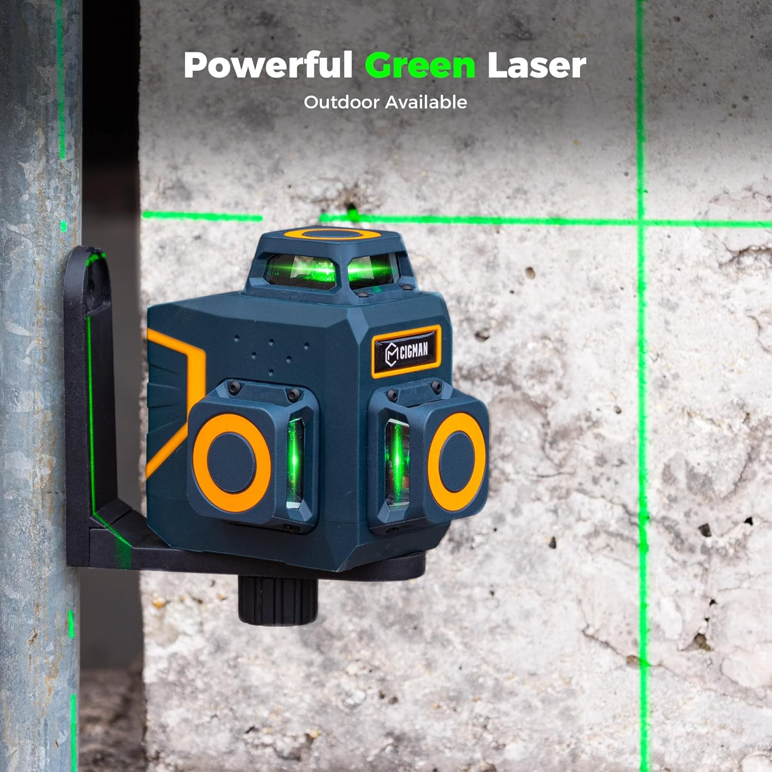 CIGMAN Green Laser Level 3 x 360°, Self-Leveling Construction Laser CM701SE