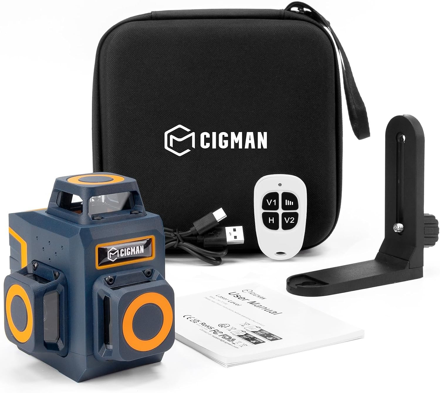 CIGMAN Green Laser Level 3 x 360°, Self-Leveling Construction Laser CM701SE