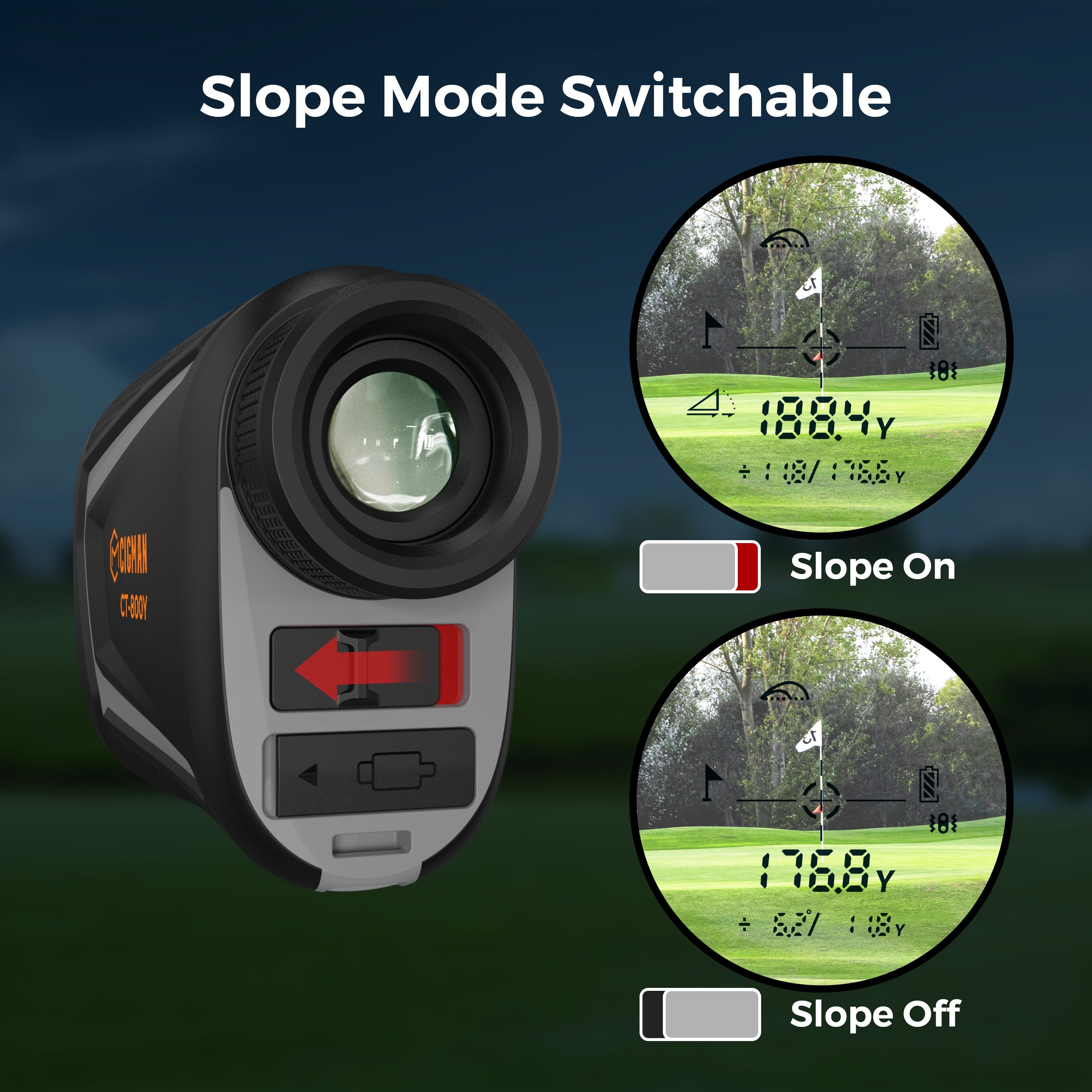 Golf Accessories: CIGMAN Golf Range Finder 800 Yards Laser Golf Rangefinder with Slope
 CT-800Y