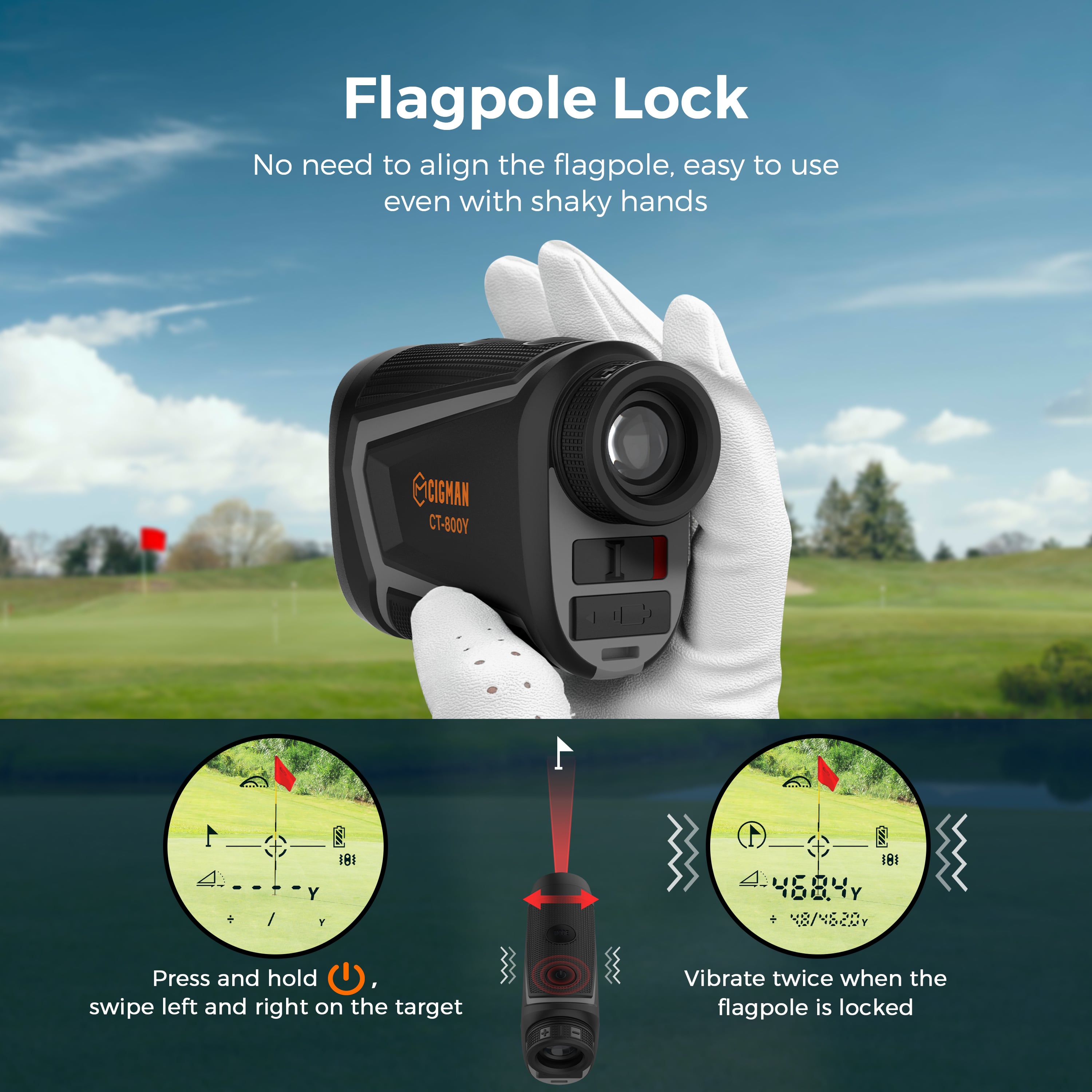Golf Accessories: CIGMAN Golf Range Finder 800 Yards Laser Golf Rangefinder with Slope
 CT-800Y