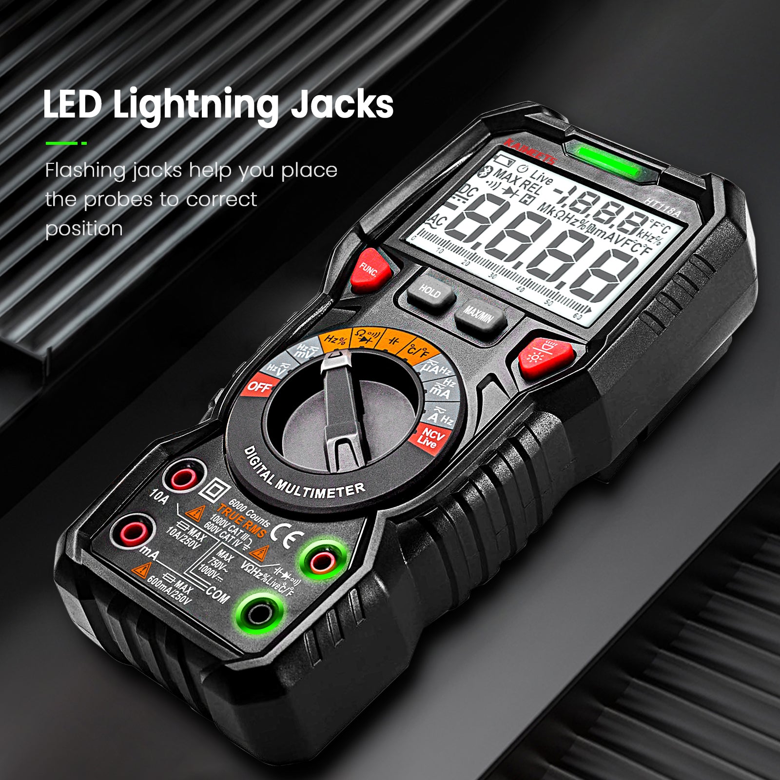 Automotive Repair & Speciality Tools: KAIWEETS Digital Multimeter TRMS 6000 Counts Voltmeter Auto-Ranging Fast Accurately Measures Voltage Current Amp Resistance Diodes Continuity Duty-Cycle Capacitance Temperature for Automotive