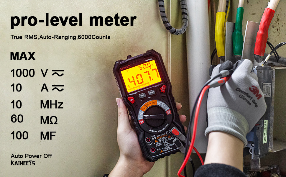 Automotive Repair & Speciality Tools: KAIWEETS Digital Multimeter TRMS 6000 Counts Voltmeter Auto-Ranging Fast Accurately Measures Voltage Current Amp Resistance Diodes Continuity Duty-Cycle Capacitance Temperature for Automotive