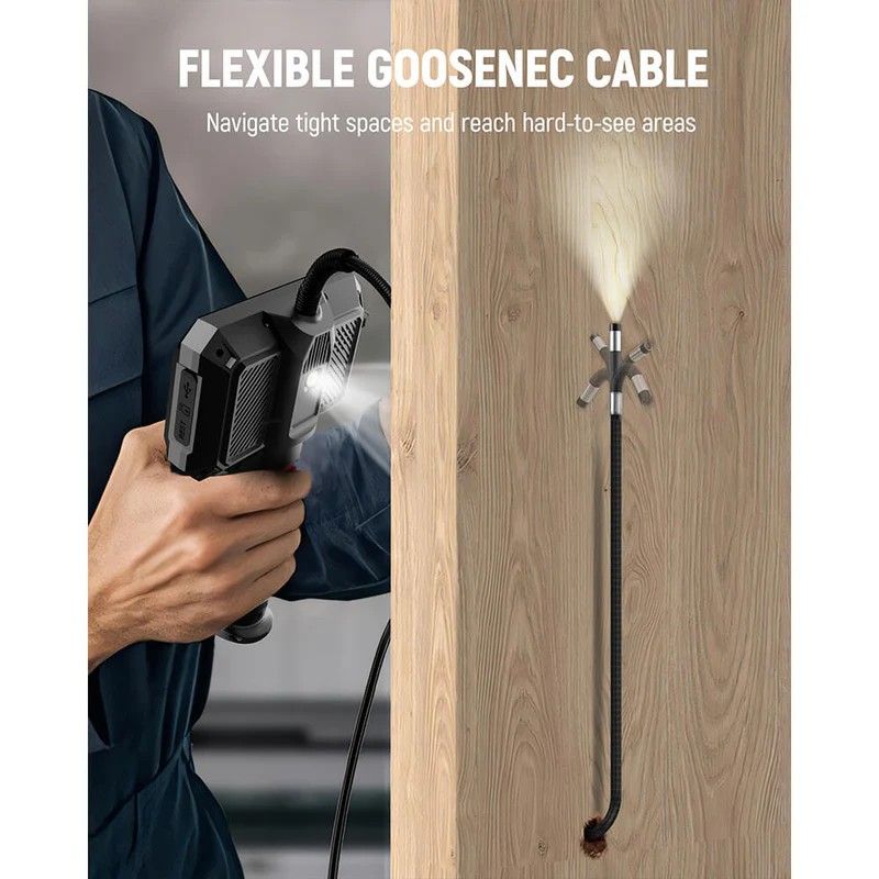 Two-Way Articulating Borescope Camera with Light, 0.25in Slim Probe, Industrial Endoscope Inspection Camera with Light, 5.3FT Flexible Snake Scope for Automotive, HVAC and Aircraft Mechanics