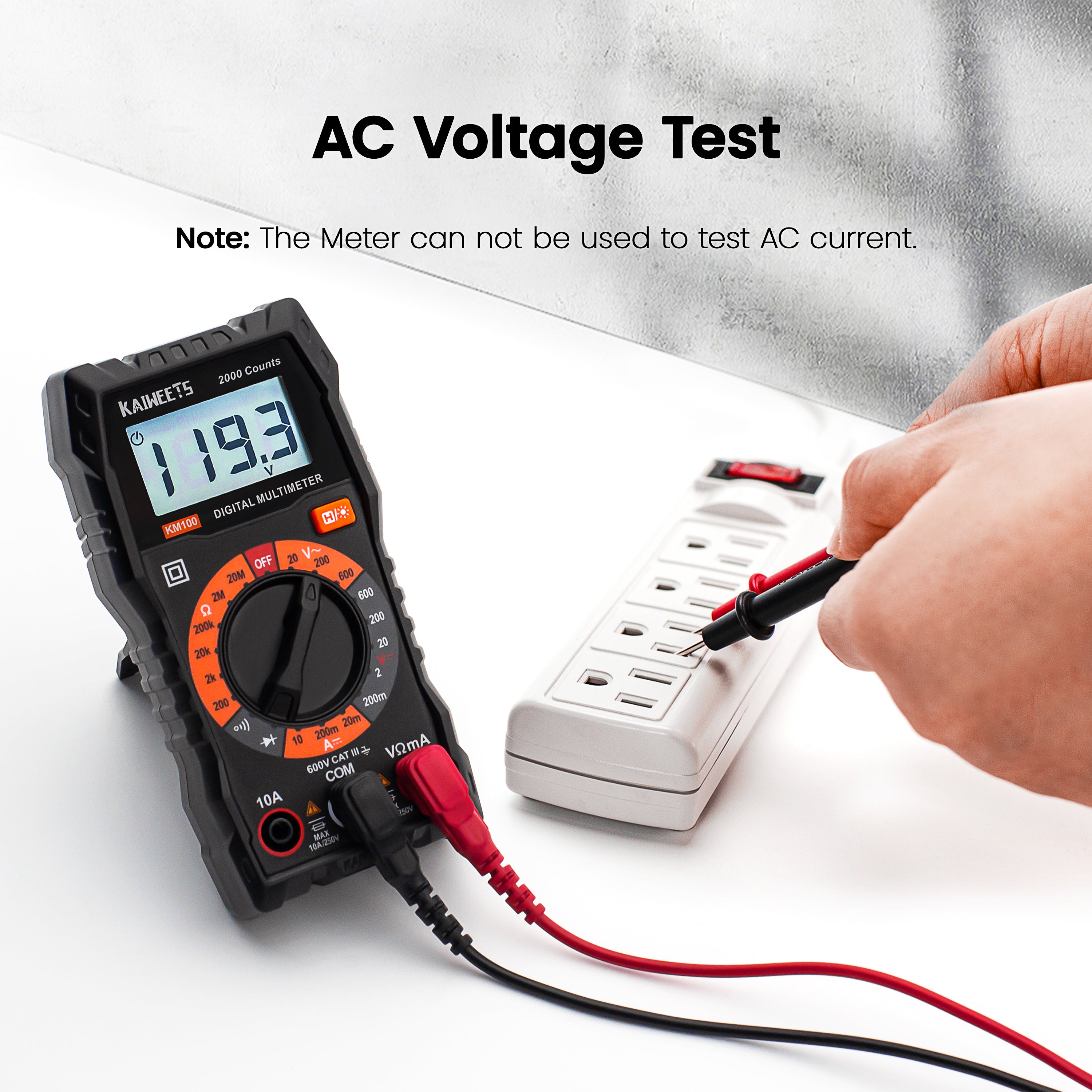 Bicycle Parts: KAIWEETS Digital Multimeter with Case, DC AC Voltmeter, Ohm Volt Amp Test Meter and Continuity Test Diode Voltage Tester for Household Outlet, Automotive Battery Test (Anti-Burn with Double Fuses)