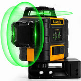 Measuring Tools & Sensors: KAIWEETS KT360A Green Laser Level 3 X 360° Rotary Self Leveling with 1 Rechargeable Battery