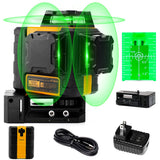 Measuring Tools & Sensors: KAIWEETS KT360A Green Laser Level 3 X 360° Rotary Self Leveling with 1 Rechargeable Battery