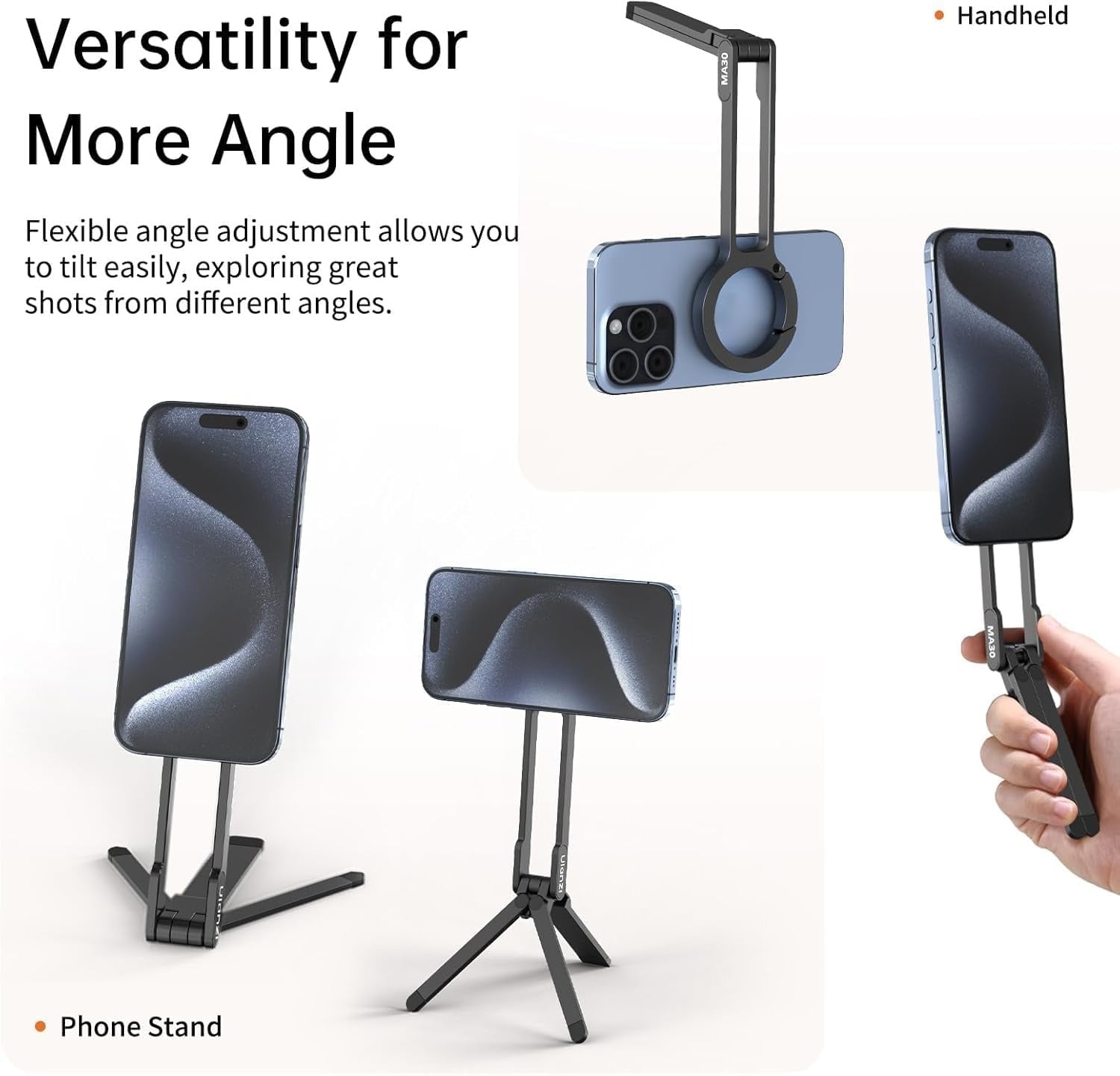 ULANZI MA30 Magnetic Phone Tripod Stand for iPhone - Aluminium Maglock Smartphone Mini Tripod Pocket Cell Phone Stand Dual-Sided Magnet Quick Mount Compatible with iPhone 16 15 14 13 12 Magsafe
(Grey)