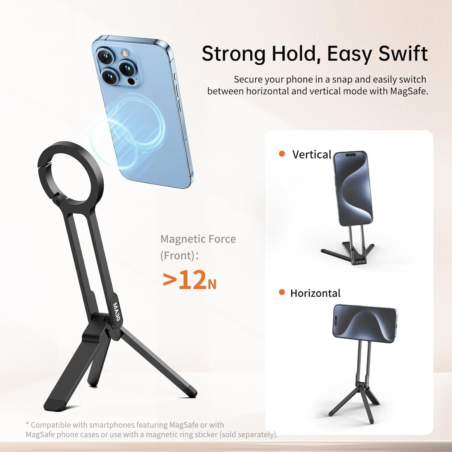 Camera Accessories: ULANZI MA30 Magnetic Phone Tripod Stand for iPhone - Aluminium Maglock Smartphone Mini Tripod Pocket Cell Phone Stand Dual-Sided Magnet Quick Mount Compatible with iPhone 16 15 14 13 12 Magsafe
(Yellow)