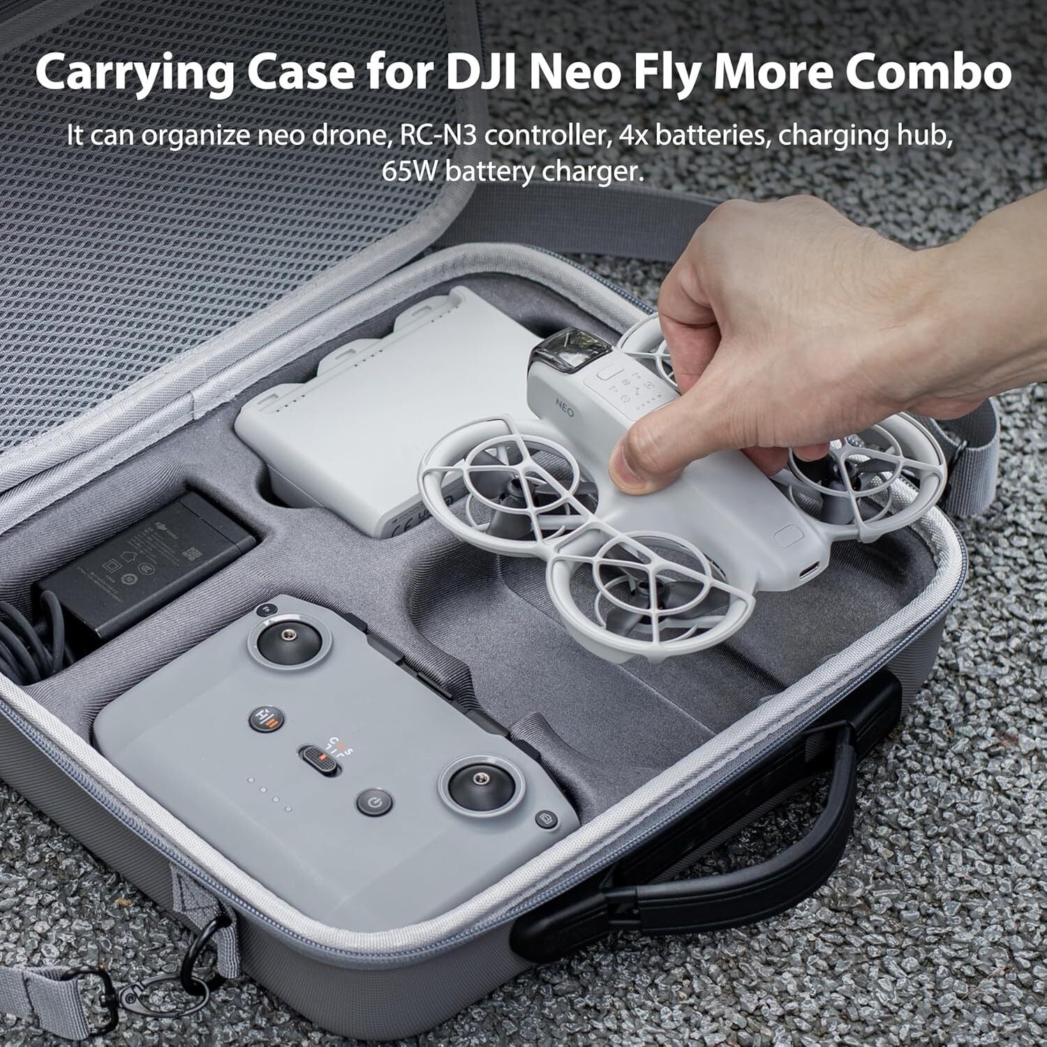 Camera Accessories: STARTRC Carrying Case for DJI Neo Portable PU Storage Protective Bag for DJI Neo Fly More Combo Accessories, Compatible with RC-N3 Remote Controller, Neo Intelligent Flight Battery, Charging Hub