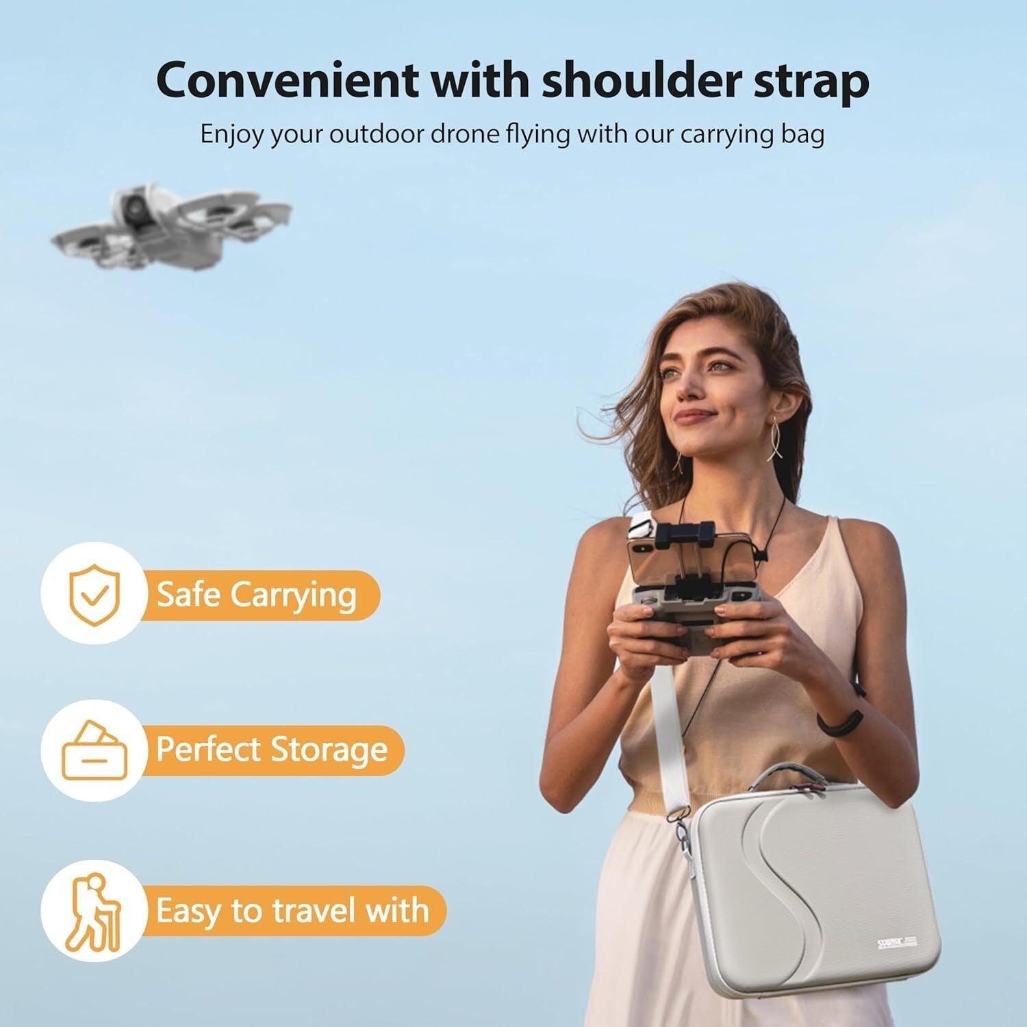 Camera Accessories: STARTRC Carrying Case for DJI Neo Portable PU Storage Protective Bag for DJI Neo Fly More Combo Accessories, Compatible with RC-N3 Remote Controller, Neo Intelligent Flight Battery, Charging Hub