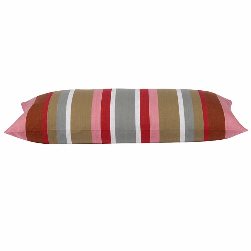 Cushions & Throws: Corban Rose Pink Based Striped Cushion Cover Multicoloured Rectangle 35x70cm