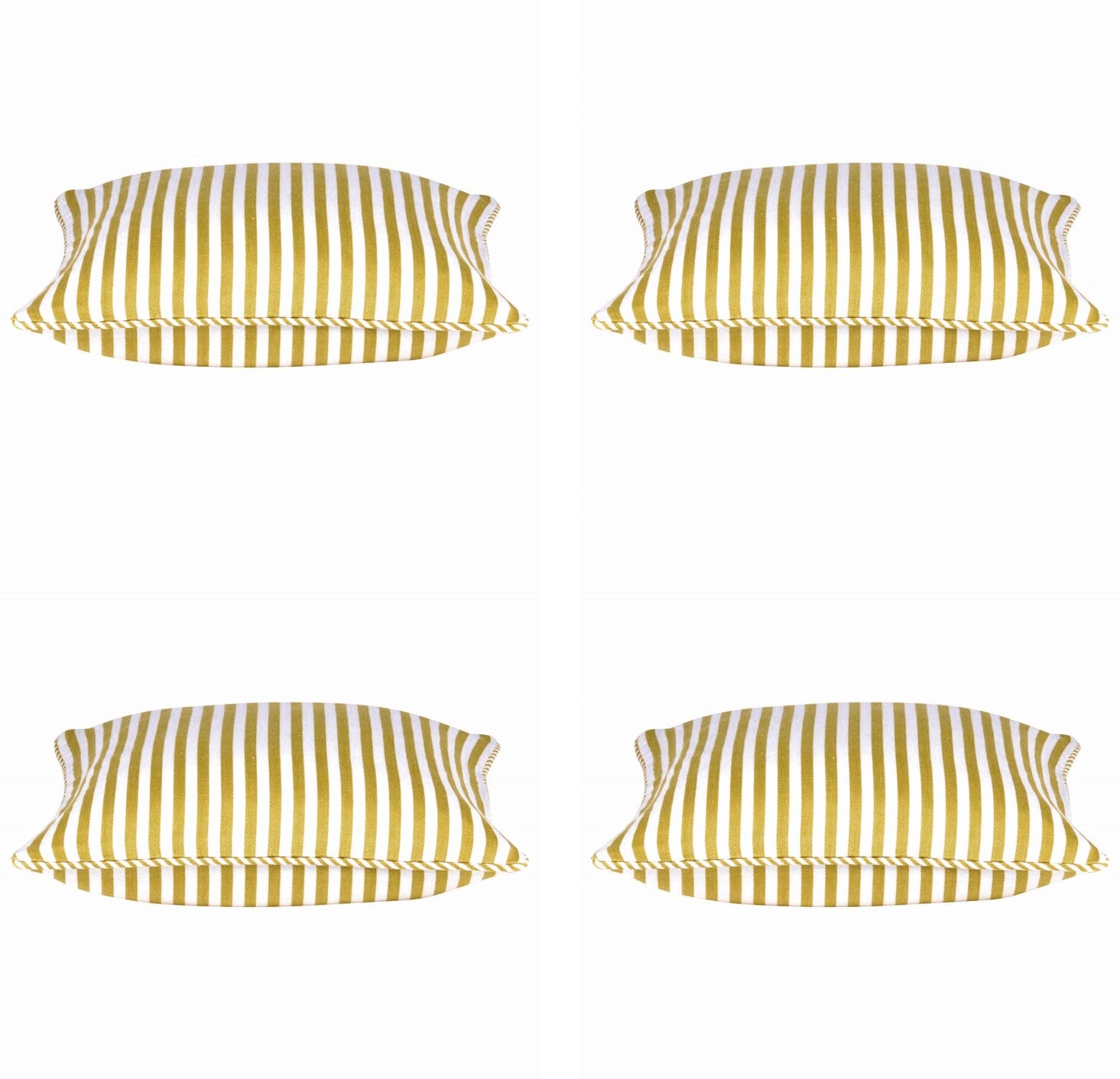 Cushions & Throws: Pack of 4 Dandi Mustard Yellow & White Striped Square Cushion Covers 40x40cm