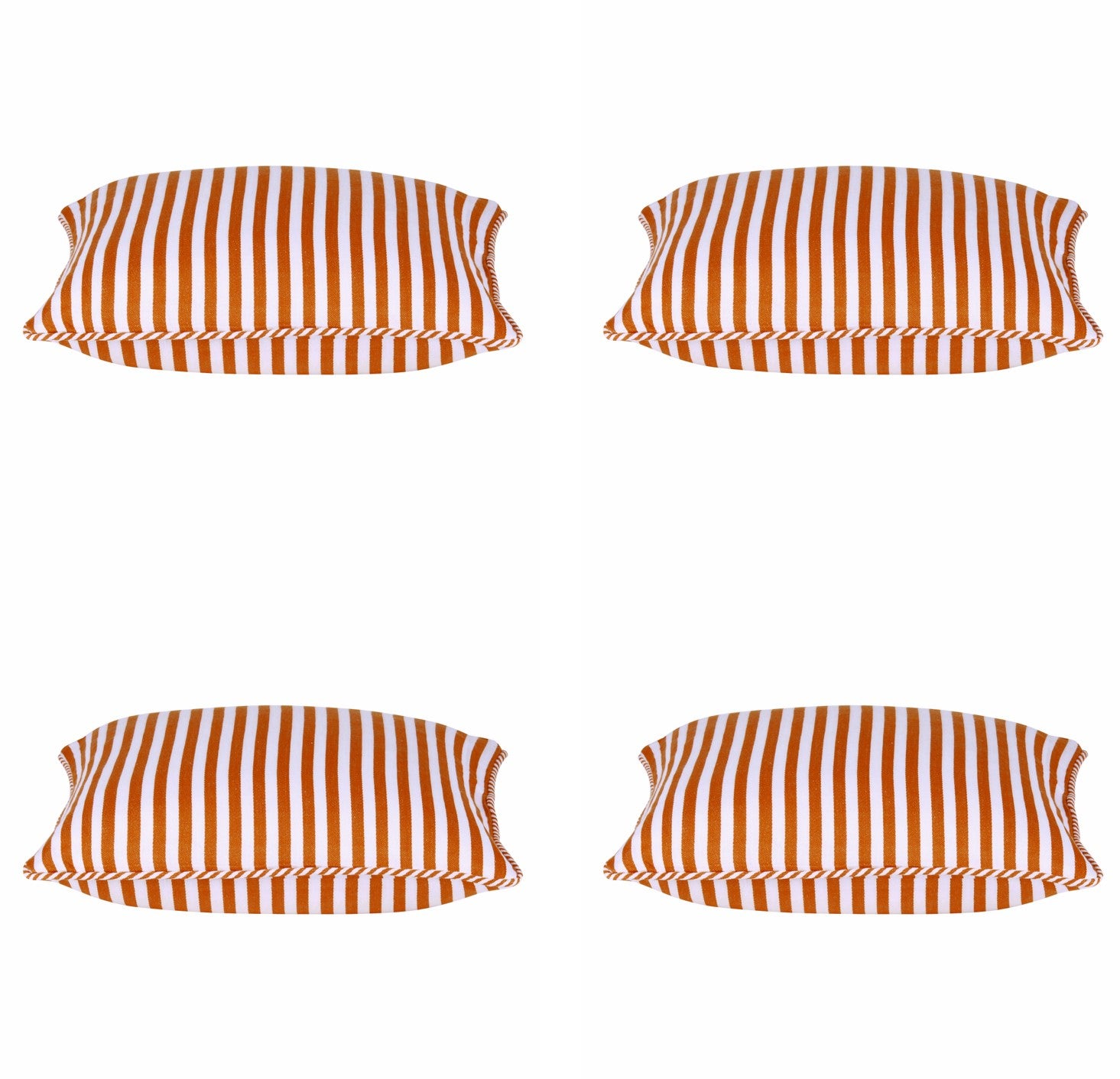 Cushions & Throws: Pack of 4 Dandi Orange & White Striped Nautical Cushion Covers 40x40cm
