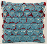 Cushions & Throws: Amelie Aqua Blue & Red 3D Texture Cushion Cover
