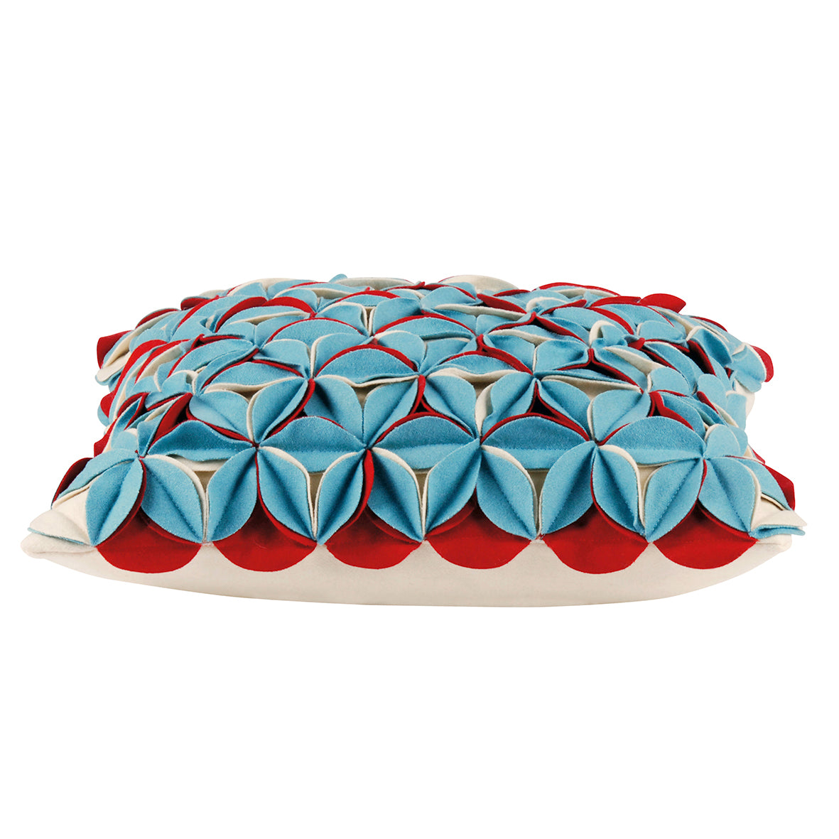 Cushions & Throws: Amelie Aqua Blue & Red 3D Texture Cushion Cover