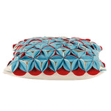 Cushions & Throws: Amelie Aqua Blue & Red 3D Texture Cushion Cover
