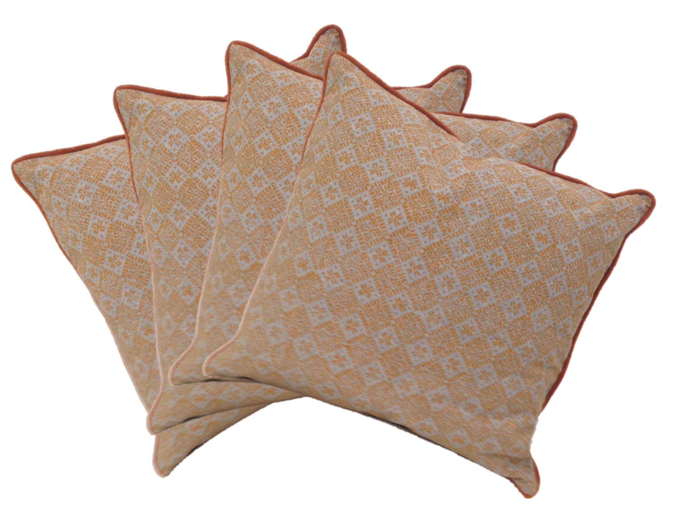 Cushions & Throws: Pack of 4 Azuk Orange & Grey Cushion Covers 50cm x 50cm